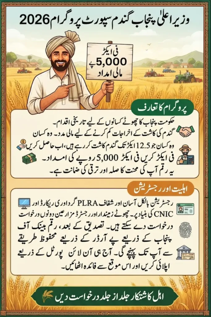 CM Punjab Wheat Support Program 2026: Eligibility, Online Registration, Rs. 5,000 Per Acre Support