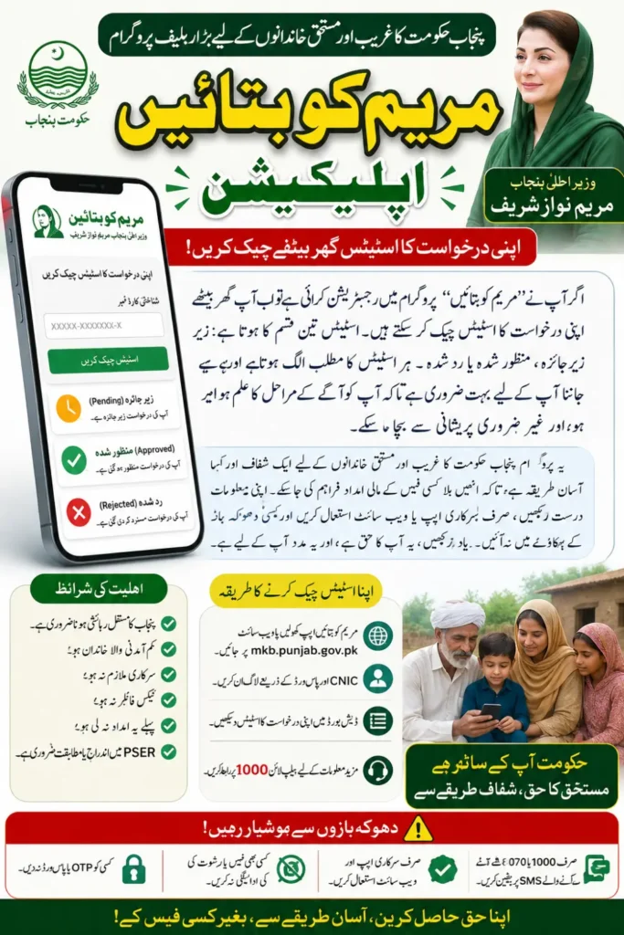 Maryam Ko Batayn Application 2026 Check Status, Eligibility & Payment