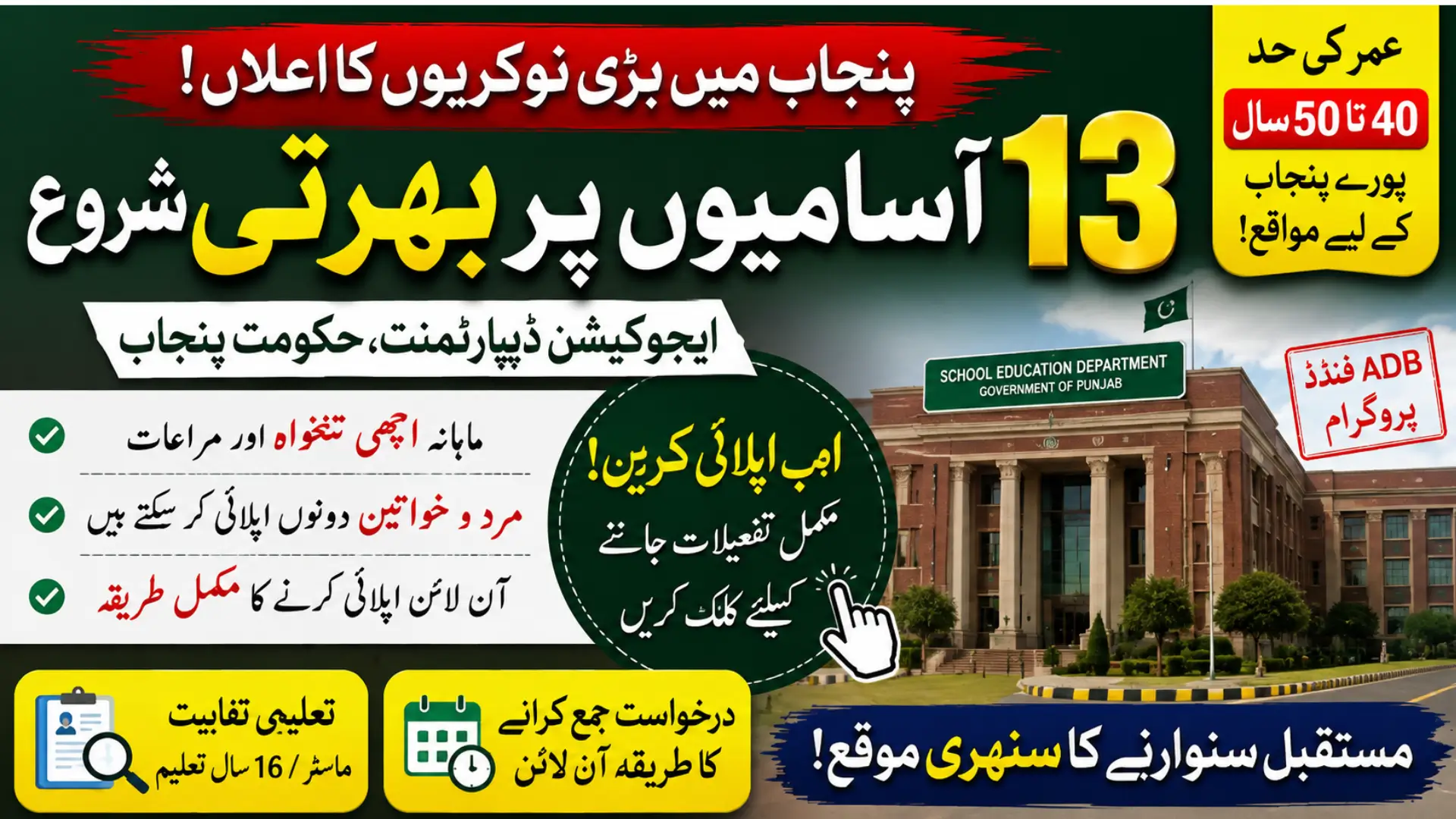 Punjab School Education Department Jobs 2026: 13 New Vacancies, Eligibility & Apply Online