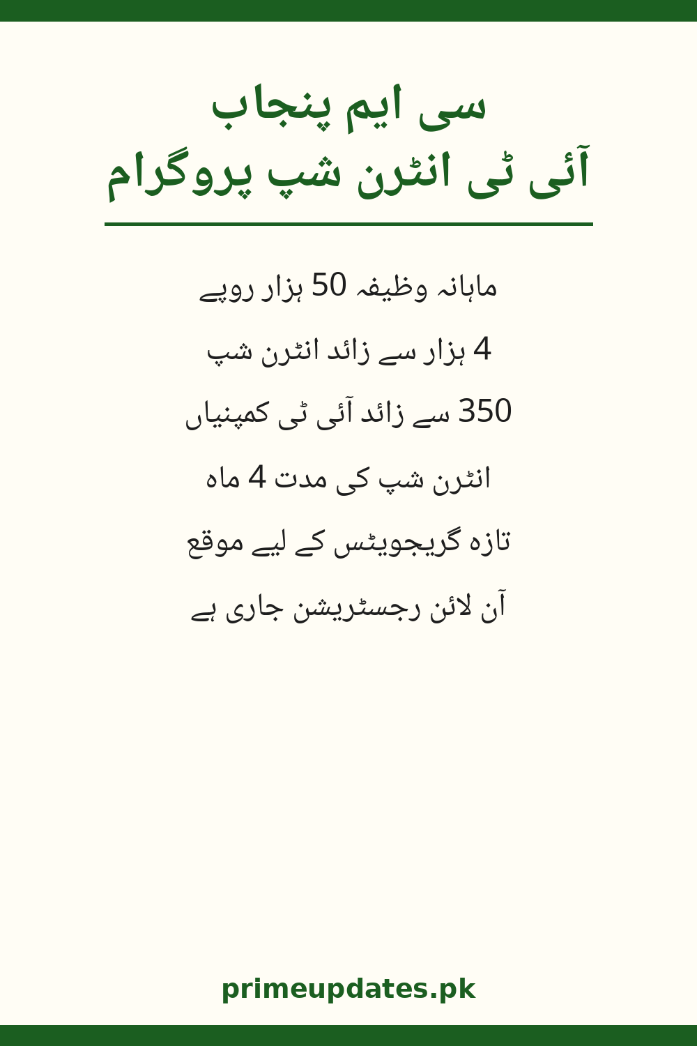 CM Punjab IT Internship 2026 — key information in Urdu