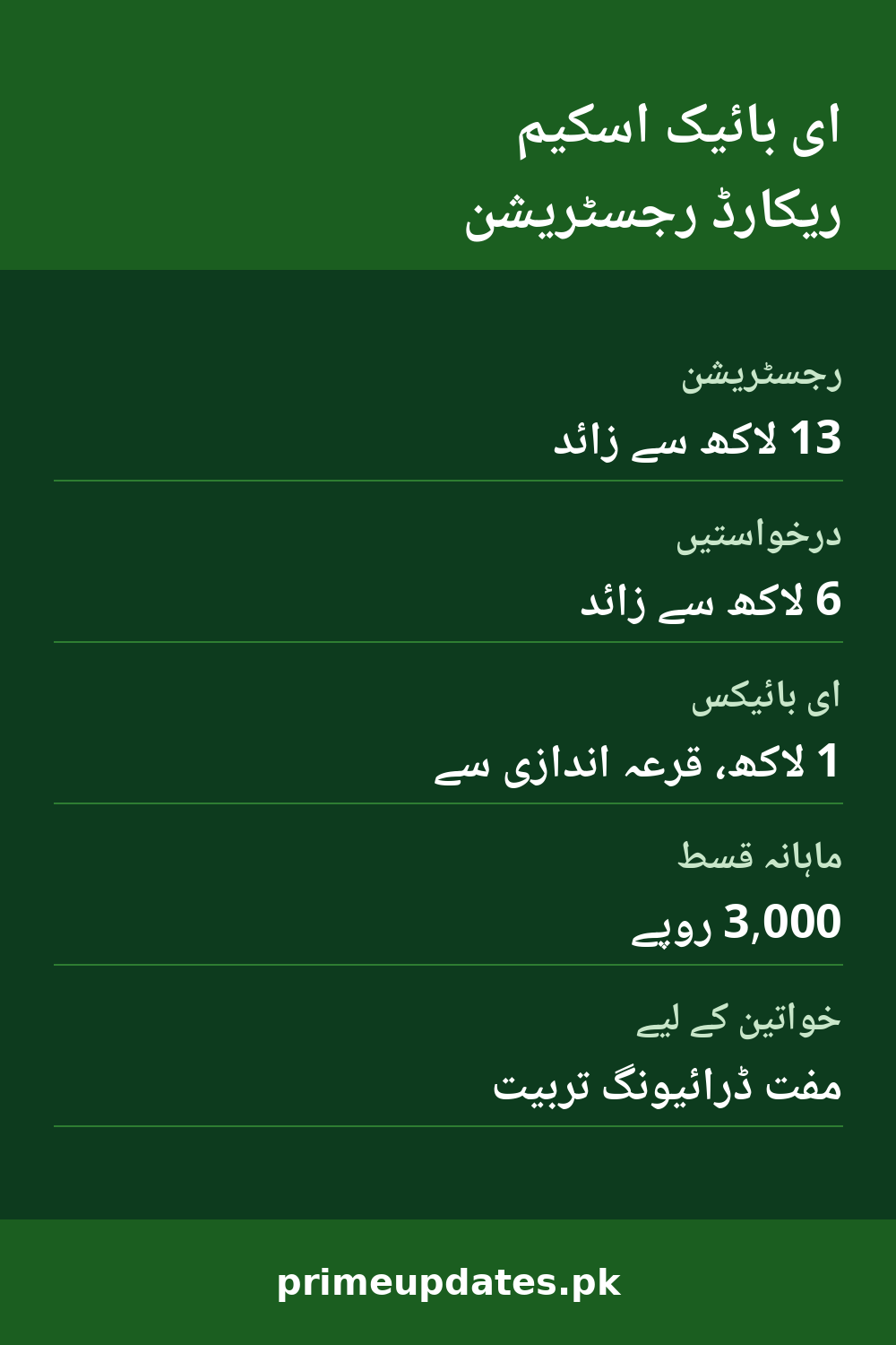 E-Bike Scheme Record Registrations Punjab - Urdu Infographic