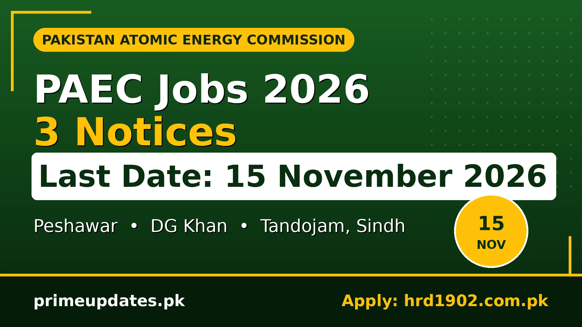 PAEC Jobs 2026: Peshawar, DG Khan and Tandojam Notices, Eligibility and How to Apply Online