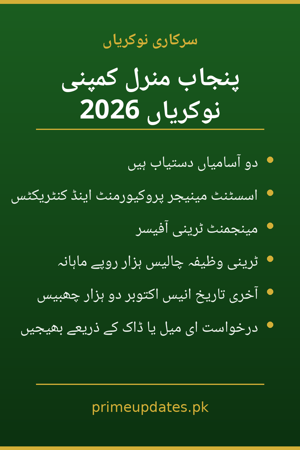 Punjab Mineral Company Jobs 2026 Urdu infographic