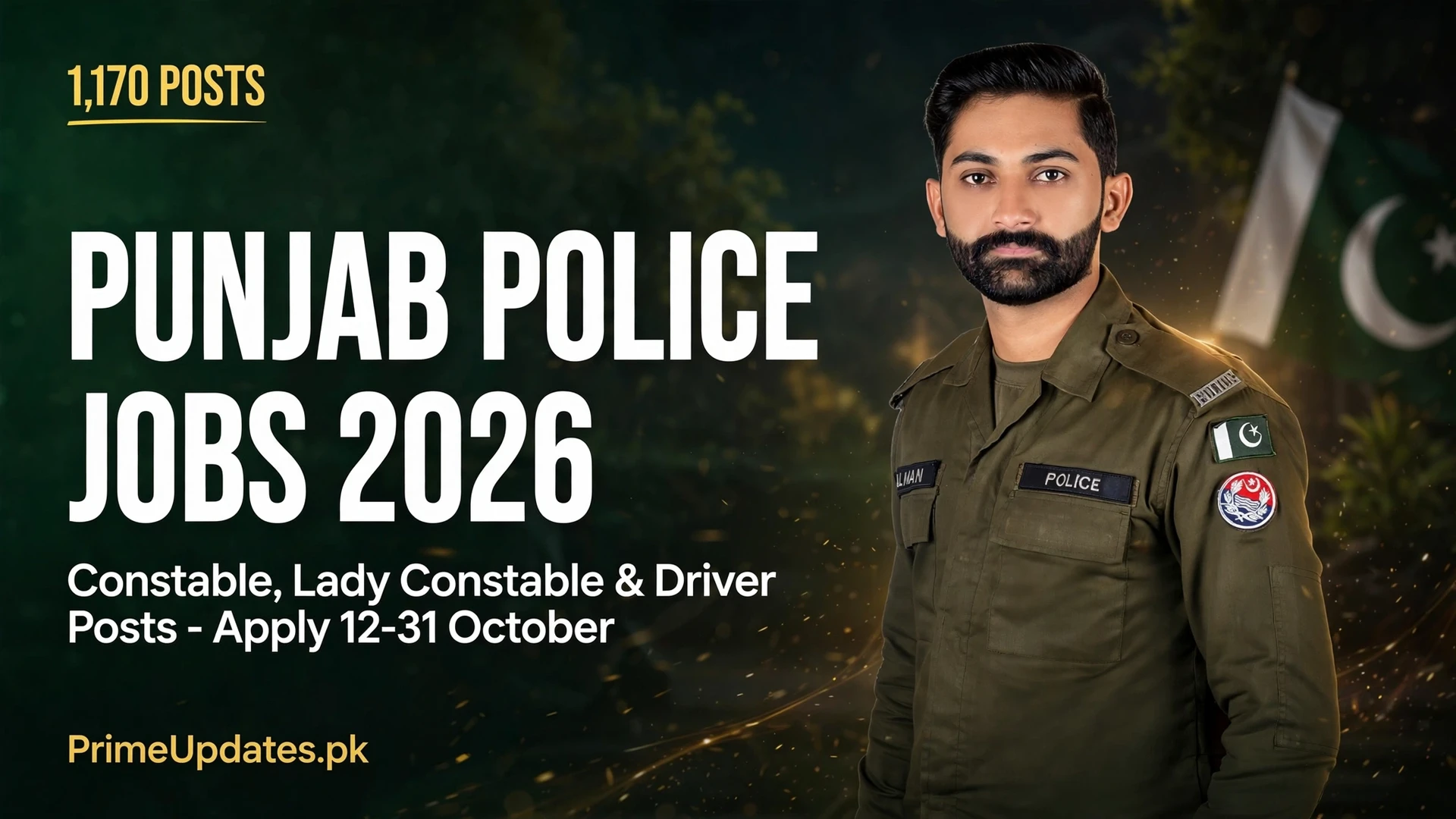 Punjab Police Jobs 2026 — 1,170 Constable, Lady Constable and Driver posts